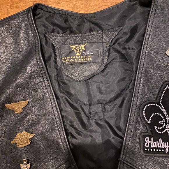 Women’s Genuine Leather Vest with Harley Davidson patches XL Biker Motorcycle - Picture 2 of 13